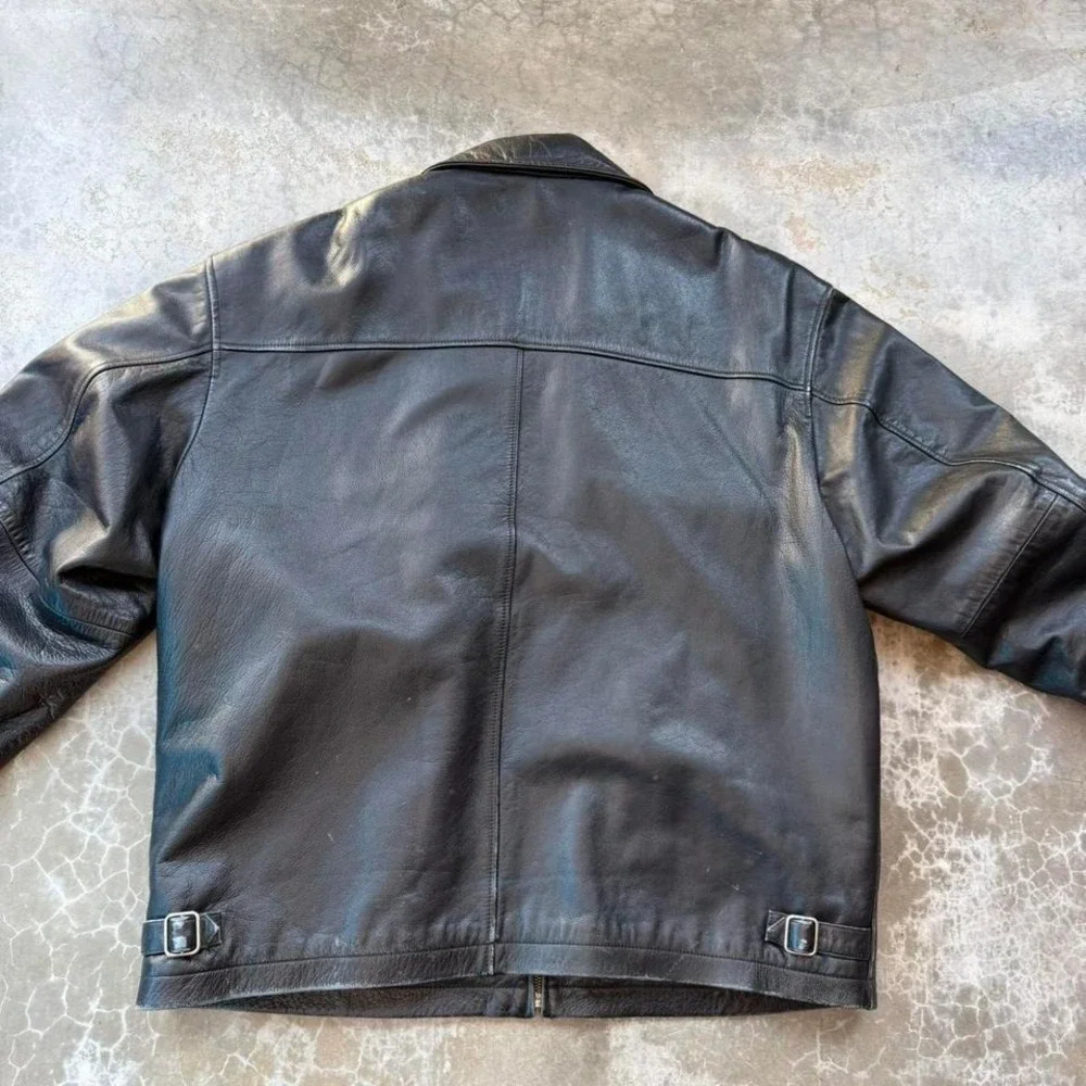 Vintage 90's GAP heavy duty leather zip up bomber jacket